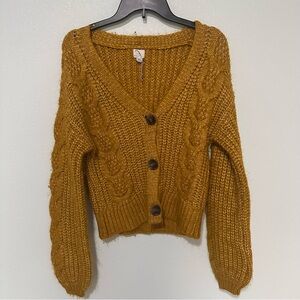 Chunky Knit Mustard Cardigan Sweater Target XS